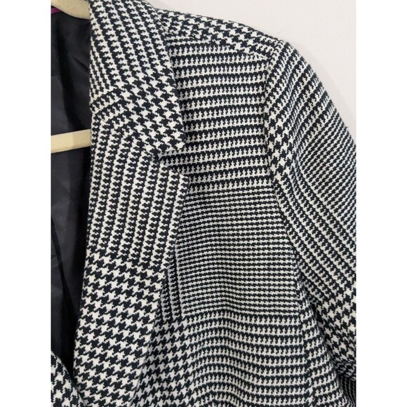 Talbots Old Money Preppy Blazer Size 12P Houndstooth Black White Plaid Retro - Picture 4 of 11